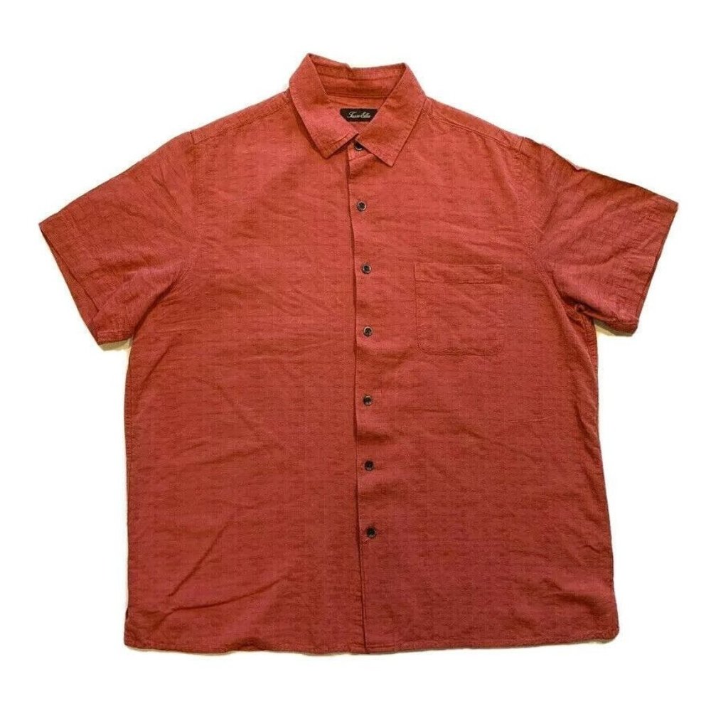 Tasso Elba Shirt Mens Large L‎ Button Up Silk Rayon Short Sleeve Beach Summer